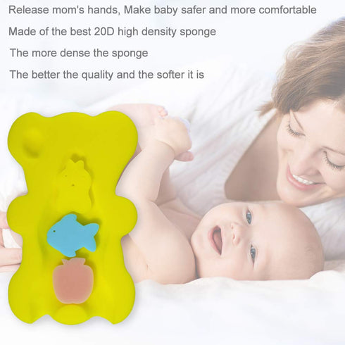 HALLO Soft Infant Bath Sponge Skid Proof Baby Bath Mat Newborn Odor Free (Yellow)...
