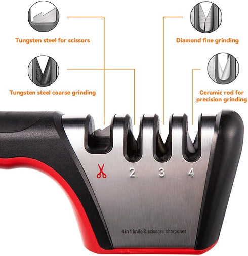 Brigii 4-in-1 Knife Sharpener, Kitchen Knife Accessories for Ceramic Knives, Steel Knives and Scissors, Aiding in Repair, Restoration, and Polishi...