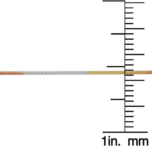 Kooljewelry 14k Tri-color Gold over Silver 0.8 mm Venetian Box Chain Anklet (9-10 inch)...