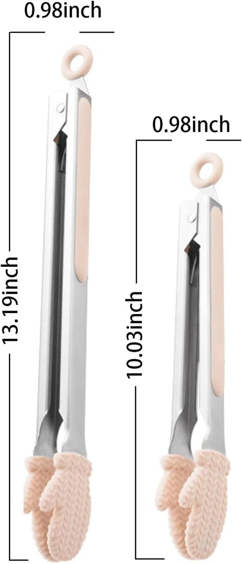Stainless Steel Kitchen Tongs for Cooking, Set of 2-9 and 12 Inch Heat Resistant Serving Tongs with Silicone Tips, Heavy Duty Food Tongs with Rubb...