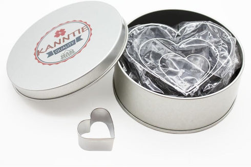 Kanntie 3 Pieces Heart Cookie Cutter Set - Premium Stainless Steel...