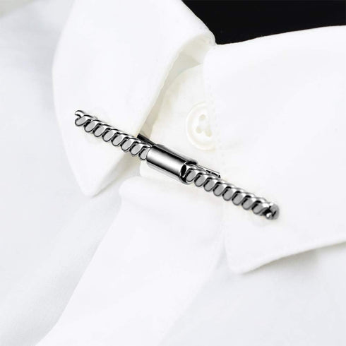 Men's Screw Thread Collar Clips Tie Collar Bar Pin Gold Silver Black Metal Cravat Clip Shirt Collar Pin...