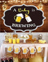 A Baby is Brewing Themed Photography Backdrop for Baby Shower Party Banner Decorations Vinyl Beer Bottle Rustic Wood Glitter Photo Background 5x3f...