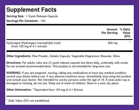 Piping Rock Hydrangea Root Capsules 500mg | 100 Count | Concentrated Extract Supplement | Non-GMO, Gluten Free...