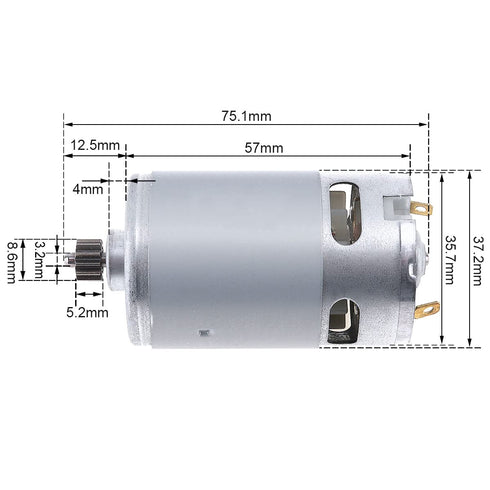 RS550 21V 19500 RPM DC Motor with Two-Speed 12 Teeth and High Torque Gear Box for Electric Drill/Screwdriver...