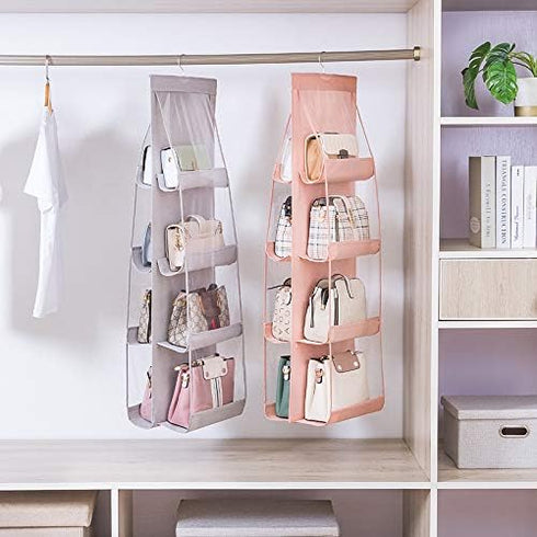 AARAINBOW 1 Pack Hanging Handbag Purse Organizer, Bags Organizor for Purse 8 Pockets Wardrobe Closet Space Saving Handbag Storage, 44.5L x 13.5W (...
