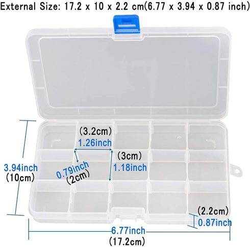 Qualsen Plastic Organizer Storage Box with Adjustable Dividers, Fishing Tackle Box and Bead Organizer Box for Jewelry, Beads, Earrings, Tools, Fis...
