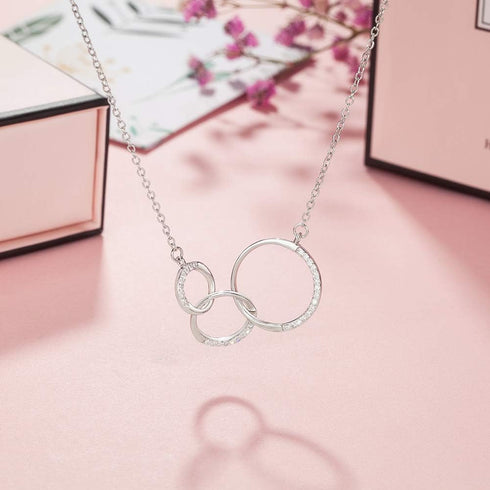 Generations Necklace for Grandma Gift - Sterling Silver Infinity 3 Circle CZ Necklace Mom Granddaughter Grandson Mothers Day Jewelry Birthday Gift...