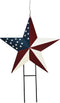 Metal Barn Star Yard Sign Patriotic Garden Stakes Hanging Star Ornament with Stake Outdoor 4th of July Lawn Decoration Party Supplies USA Flag Dec...