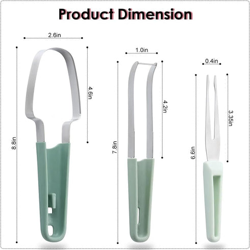 Watermelon Cutter Slicer Tool, 3-in-1 Stainless Steel Watermelon Fork Slicer and Popsicle Cutter with Clear Wall Hook, Portable Fruit Cutter Set f...