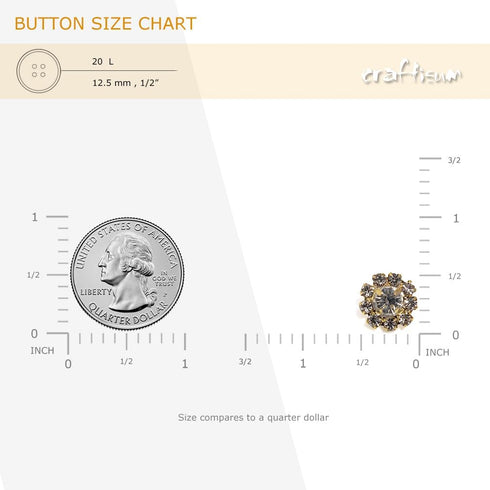 Shiny Golden Rhinestone Sewing Shank Buttons 20 Pcs - 12.5mm, 1/2"...