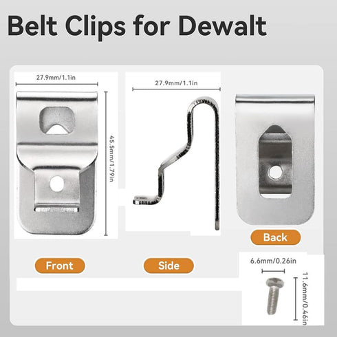 Belt Clips for Dewalt, 6pcs Stainless Drill Tool Clips Hook Kit with Screws for Dewalt N268241, Replacement Belt Hook Clip for Power Tools Impact ...
