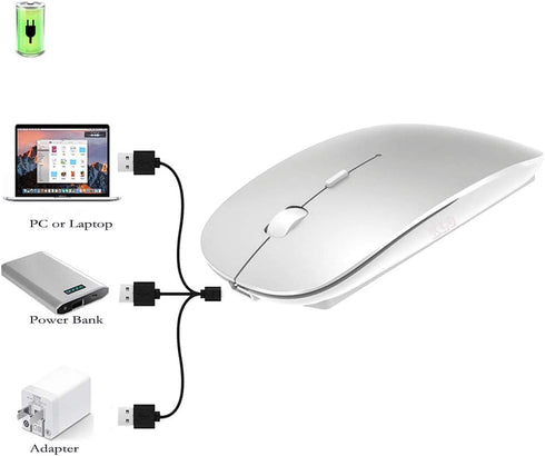KLO Rechargeable Bluetooth Mouse for MacBook/MacBook air/Pro/iPad, Wireless Mouse for Laptop/Notebook/pc/iPad/Chromebook (BT/B Silver)...
