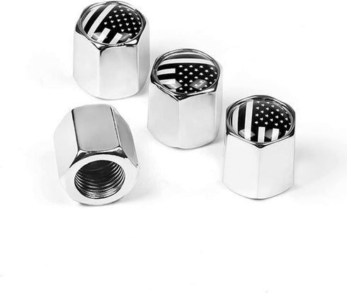 Tire Valve Stem Cap for Car, 4 Pack American Flag Pattern Anti-Rust Airtight Universal Valve Stem Covers for Cars, Vehicles, Bicycles, Trucks, Mot...