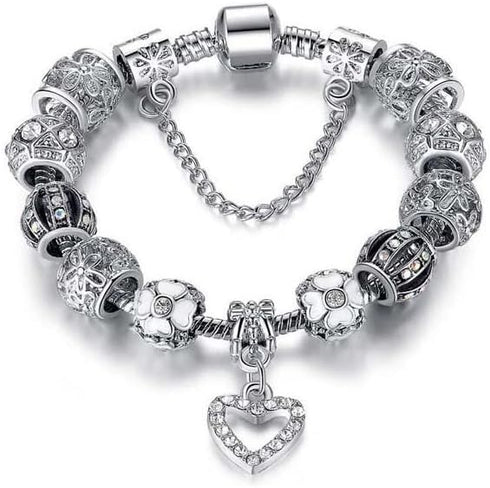 Verona Charm Bracelet with Crystal Beads Snake Chain with Beads crystal charm bracelet for Women Comes in a Gift pouch...