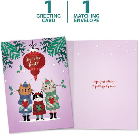 Tree-Free Greetings Holiday Card with Matching Envelope, Eco Friendly, Made in USA, 100% Recycled Paper, 5 x 7, Cat Carolers (GO65763)...
