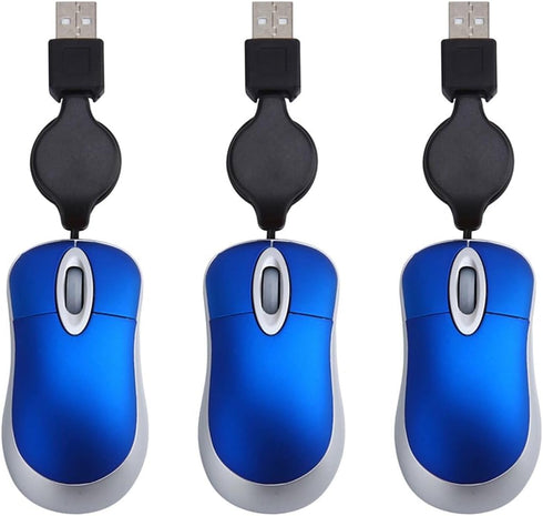 Hemobllo Wired Mouse - 3 Pcs Retractable Mouse Corded Mouse Mini Mouse for Laptop Wired Computer Mouse Small Travel Mouse USB Optical Mouse Portab...