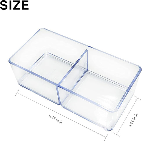 carrotez Makeup Organizer, Drawer Organizer, 2 Compartment Clear Plastic Organizer for Makeup, Bathroom, Desk, Vanity, Office...
