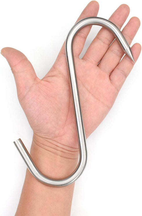 Meat Hook, 8Inch 10mm Heavy Duty S-Hooks Stainless Steel Meat Processing Butcher Hooks (10mm8inch)...