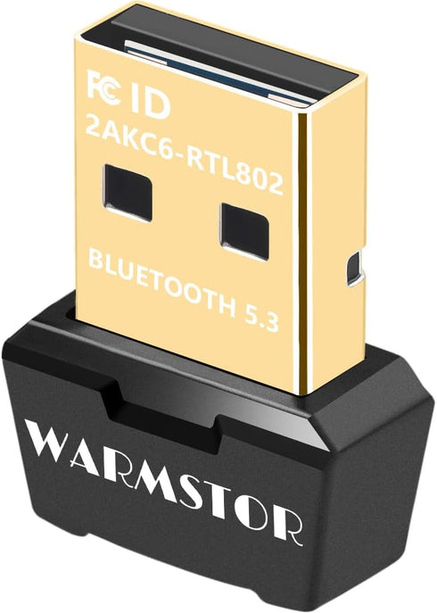 USB Bluetooth 5.3 Adapter for PC, Warmstor 5.3 Bluetooth Dongle Receiver EDR & BLE, Plug and Play for Desktop Laptop Keyboard Mouse Headsets Speak...