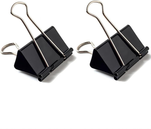 Coideal Black Binder Clips Medium, 1.25 Inch Black Metal Paper Clips 24 Pcs 32mm Foldback Bull Clip Clamps for Office School (1 1/4 Inch)...