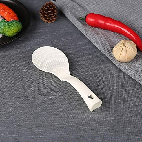 1pcs Standing Rice Paddle and 1pcs Soup Spoons, Non-Stick Rice Spoon, Stand-up Serving Rice Spatula Household Kitchen Tools, White...