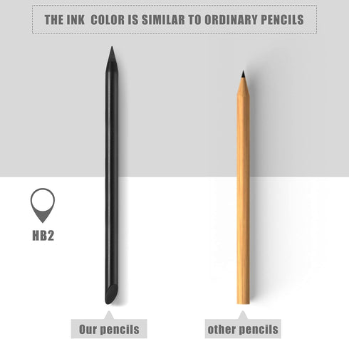 2 Pieces Metal Inkless Pen Inkless Erasable Pencil Metallic Pencil Aluminum Pencil for Writing, Drawing, Drafting, Home Office School Supplies (Bl...