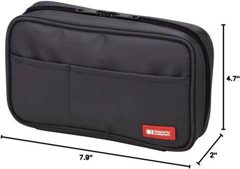 LIHIT LAB Zipper Pencil Case, 7.9 x 2.0 x 4.7 Inches, Black (A7551-24)...