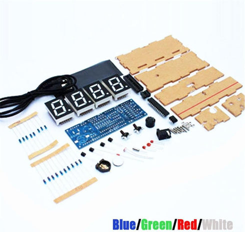 4-Digital DIY Clock Kits, LED Talking Clock DIY kit for Soldering Practice Learning Electronics with Transparent Case 4 Colors for Choose......