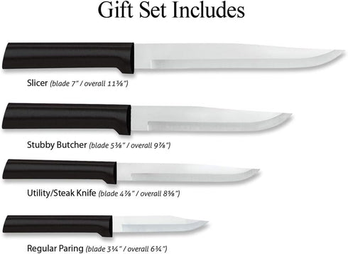 Rada Cutlery 3-Piece Cooking Essentials Knife Gift Set, Black Handles...