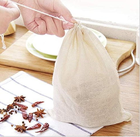 HLLMX 20 PCSReusable Tea Bag Spice Bags Muslin Bags Unbleached for Herbs Tea Coffee Cooking Brewing Straining Cheesecloth Bone Broth Brew Bags Sou...