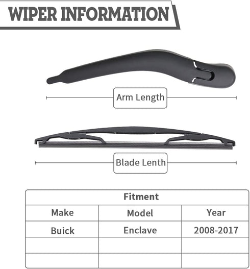 Rear Wiper Arm Blade Nut Set Replacement for Buick Enclave 2008-2017, Rear Wiper Cover Accessories Assembly, Wiper Cap Set for Back Windshield Win...