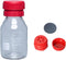 250ml Reagent Media Bottle, Graduated Glass Round Media Storage Bottle with Red double cover GL45 Screw Cap, Wide Mouth Lab Reagent Bottle, Clear,...