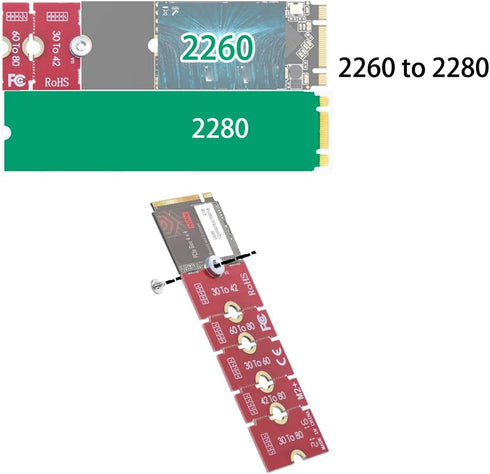 JOYJOM Nvme NGFF M.2 2230 to 2242 Adapter, 2230 to 2280 Adapter, 2230 to 2260 Extender, Support 2240 to 2280, 2260 to 2280 M2 Adapter...
