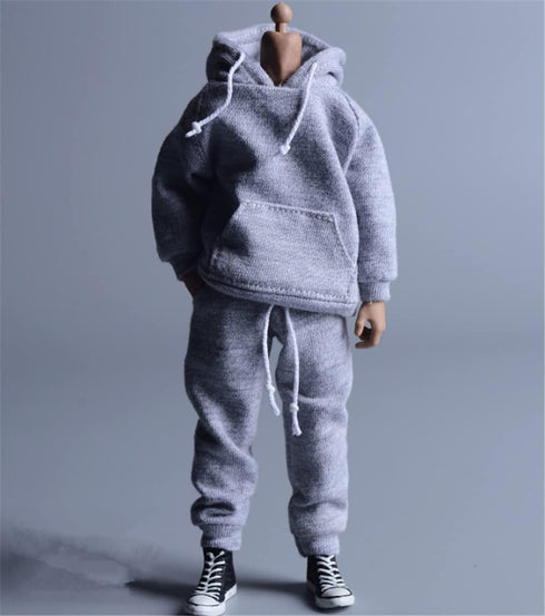 1/12 Scale Male Clothes,Men's Hoodie Pants Trousers Clothing for 6inch Male Action Figure Body Doll (Gray Color)...