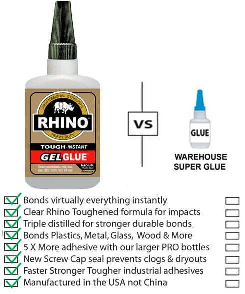 Rhino Glue Gel, Heavy Duty 40 Gram Clear...