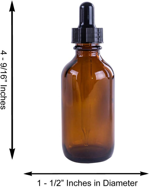 Super Z Outlet 2oz Amber Glass Bottles with Glass Eye Dropper Dispenser for Essential Oils, Chemistry Lab Chemicals, Colognes & Perfumes (6 Pack)...