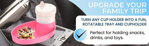 Complete Kids Travel Tray Kit - Easily Expands Cup Holder into 360° Cup & Travel Tray for Kids Car Seat, Booster, and Stroller - Toddler Road Trip...