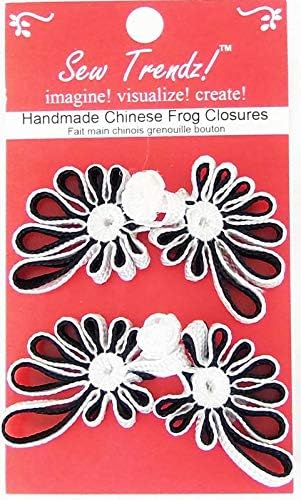 Chinese Frogs Button Closures Hook & Eye Fastener - Sewing Quilting Renaissance Dance Hawaiian Bridal Costumes Outfit Drapery Home Decor-Black/Whi...