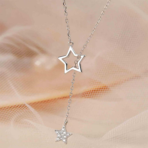 Boho Star Y Lariat Necklace Choker Gold Crystal Star Drop Necklace Long Cz Star Pendant Necklace Minimalist Necklace Chain Jewelry for Women...