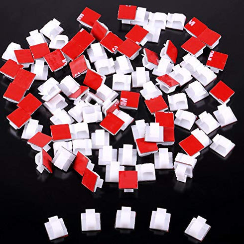 Maitys 60 Pieces Outdoor Cable Clips Christmas Adhesive Hooks Cable Management Wire Light Clips Cord Hider Organizer for Fairy Light Under Desk, W...