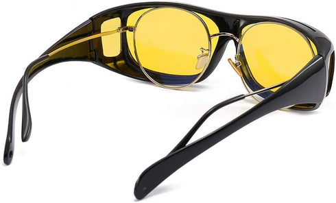2Packs Unisex HD Day Night Driving UV400 Sunglasses Fit over Glasses Anti Glare...
