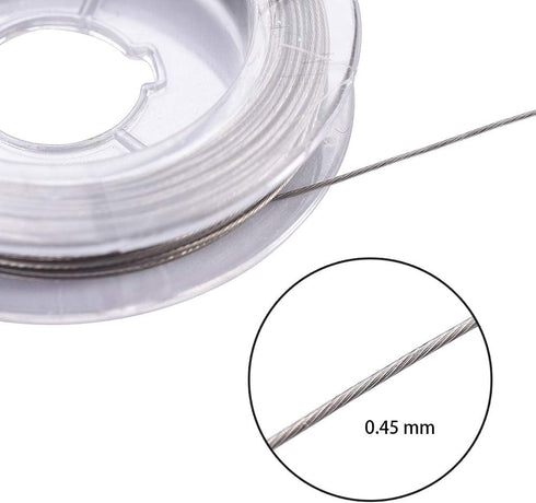 DanLingJewelry 10Rolls 0.45mm Diameter Tiger Tail Wires Craft Jewelry Beading Wires On Spool 8-10m/Roll Stainless Steel Color...