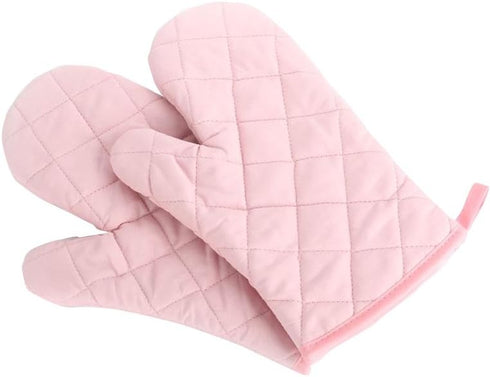 Oven Mitts, Premium Heat Resistant Kitchen Gloves Cotton & Polyester Quilted Oversized Mittens, 1 Pair Pink...