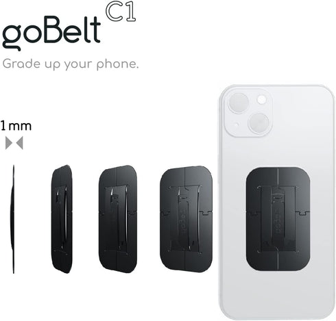 IPPINKA goBelt, Ultra-Thin Smartphone Grip Holder with Stand Function, 1mm Thick - Black...