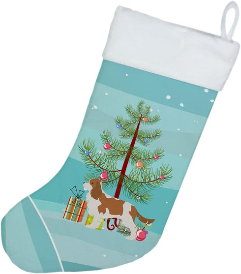 Caroline's Treasures BB2967CS Cavalier King Charles Spaniel Merry Christmas Tree Christmas Stocking Fireplace Hanging Stockings Christmas Season P...
