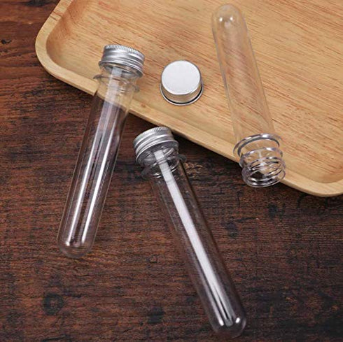 10 Pack 40ml Clear Plastic Test Tubes with Screw Caps Multi- Purpose Plastic Vials Containers for Scientific Experiments, Party, Decorate The Hous...
