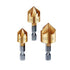 Countersink Drill Bit Set 3 Pcs 1/4'' Hex Shank High Carbon Steel 5 Flute Countersink 90 Degree Center Punch Tool Sets for Wood Quick Change Bits ...