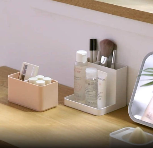 Detachable 4 Compartment Desk Organizer, Card/Pen/Pencil/Mobile Phone/Remote Control Container Holder for Cosmetics Desk Office Storage Skin Care ...