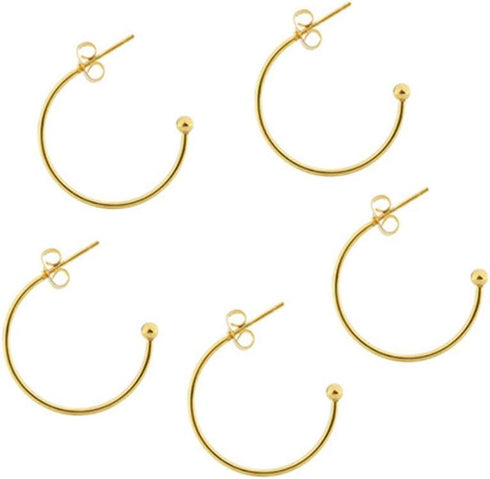 Supvox 6pcs Earring Findings Beading Hoop Earring Finding Metal Hoop Earrings C-Shaped Eardrops Beads DIY Jewelry Making Supplies Materials - Gold...